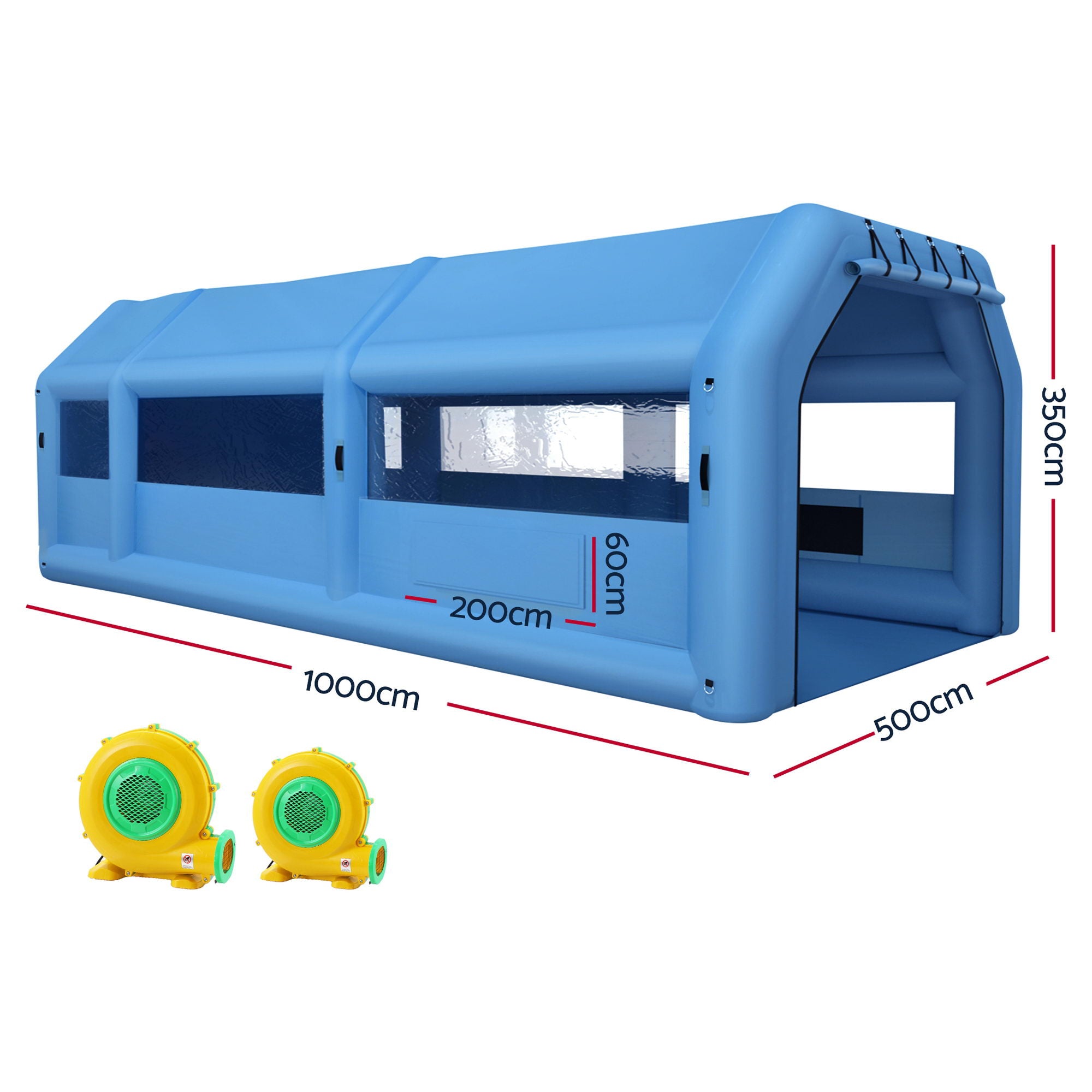 Automotive Repair & Speciality Tools: Giantz Inflatable Spray Booth Car Paint Tent 1000X500X350cm 2 Blowers Filter Mobile Garage Workstation
