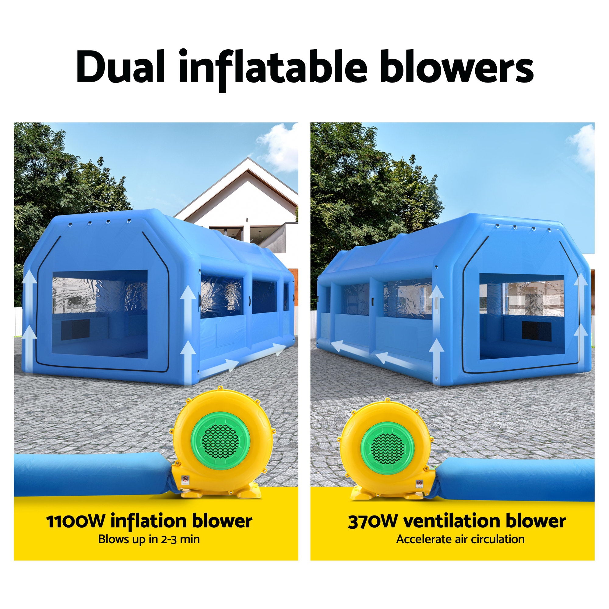Automotive Repair & Speciality Tools: Giantz Inflatable Spray Booth Car Paint Tent 1000X500X350cm 2 Blowers Filter Mobile Garage Workstation