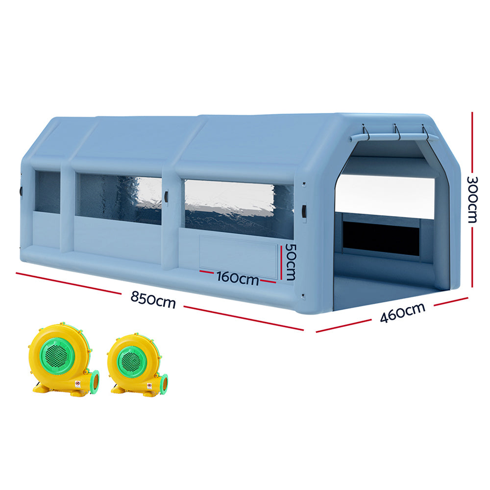 Automotive Repair & Speciality Tools: Giantz Inflatable Spray Booth 8.5X4.6M Car Paint Tent Filter System 2 Blowers