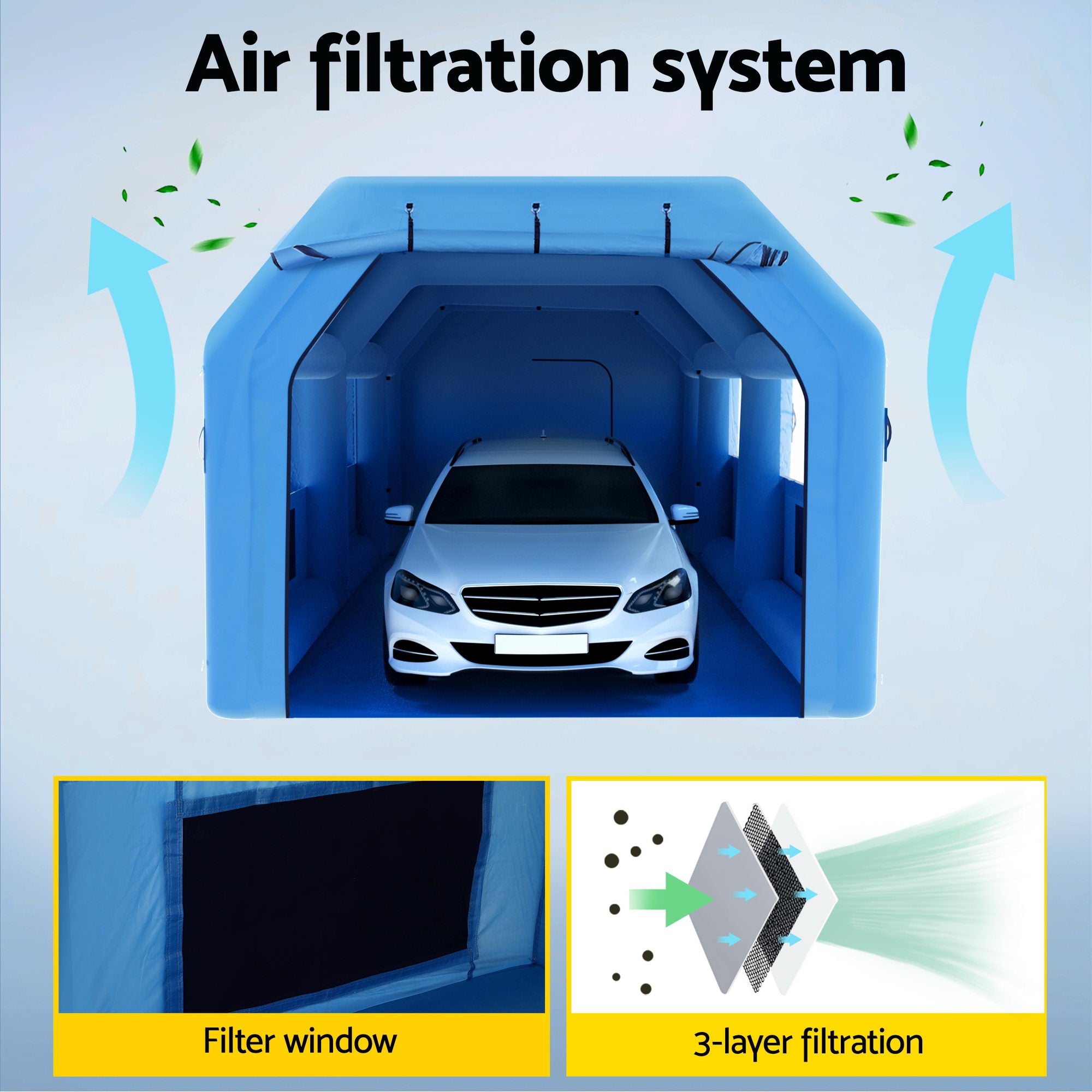 Automotive Repair & Speciality Tools: GIANTZ Inflatable Spray Booth Car Paint Tent 8.5x4.8m 2 Blowers Filter Mobile Garage Workstation