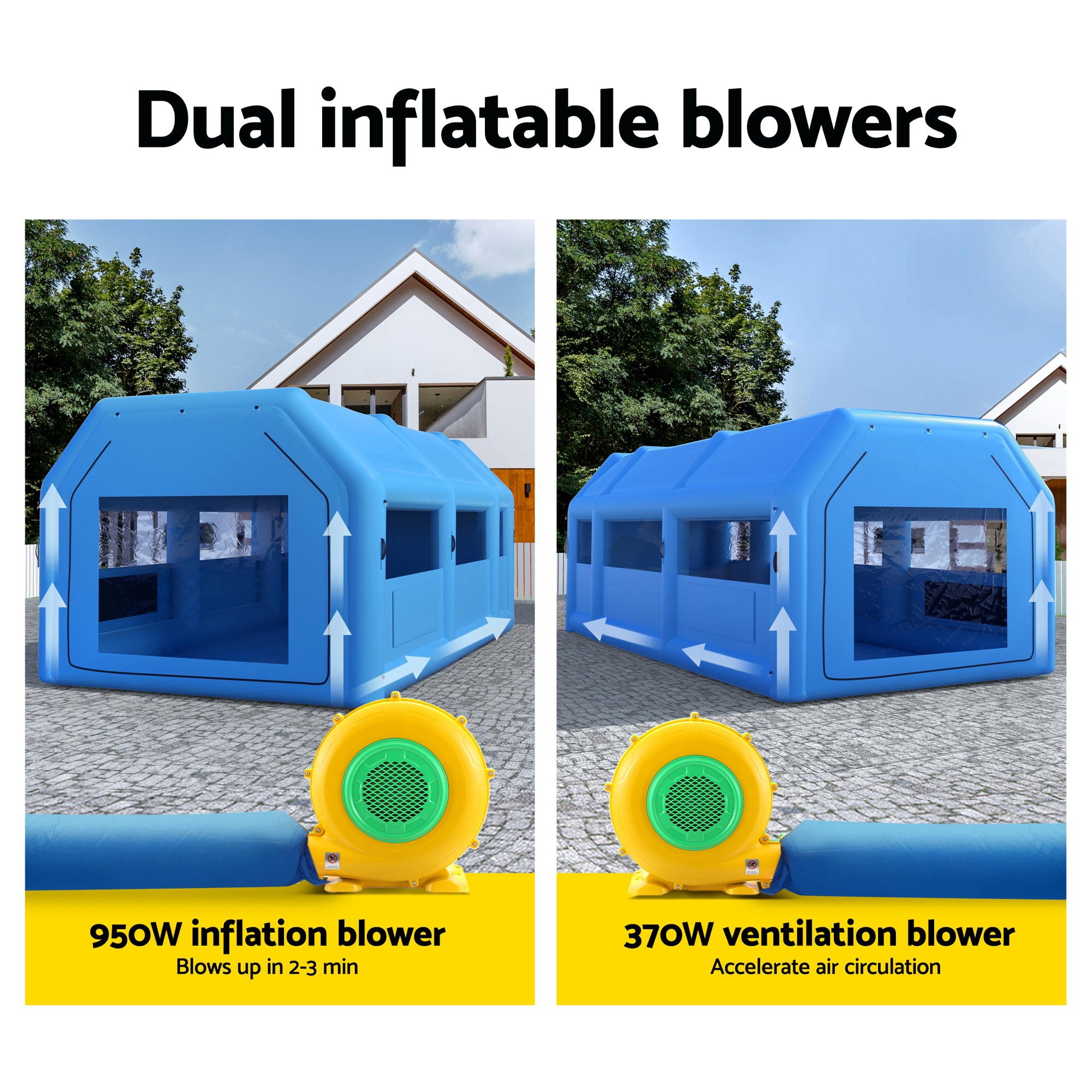 Automotive Repair & Speciality Tools: GIANTZ Inflatable Spray Booth Car Paint Tent 8.5x4.8m 2 Blowers Filter Mobile Garage Workstation