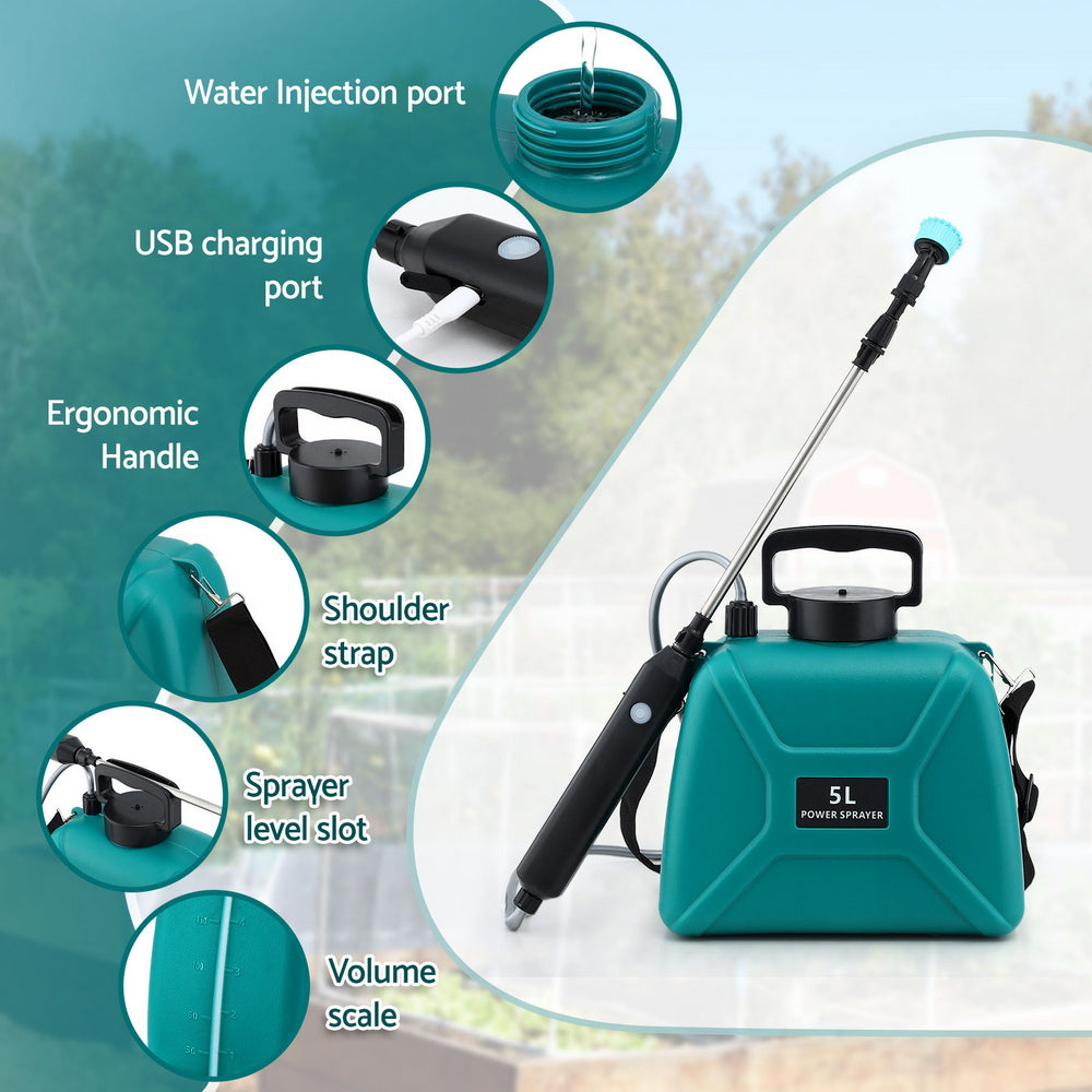 Herbicides: Giantz Weed Sprayer Garden Sprayer USB Charging Electric Shoulder Sprayer 5L