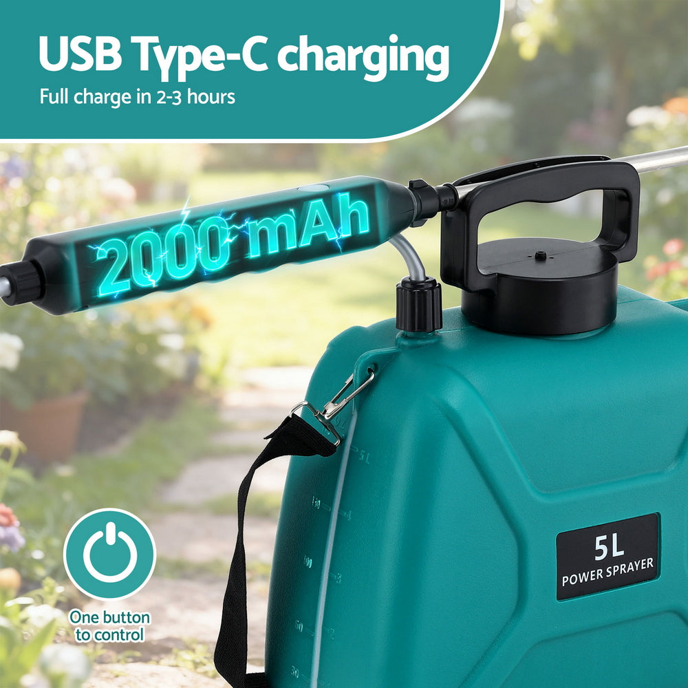 Herbicides: Giantz Weed Sprayer Garden Sprayer USB Charging Electric Shoulder Sprayer 5L