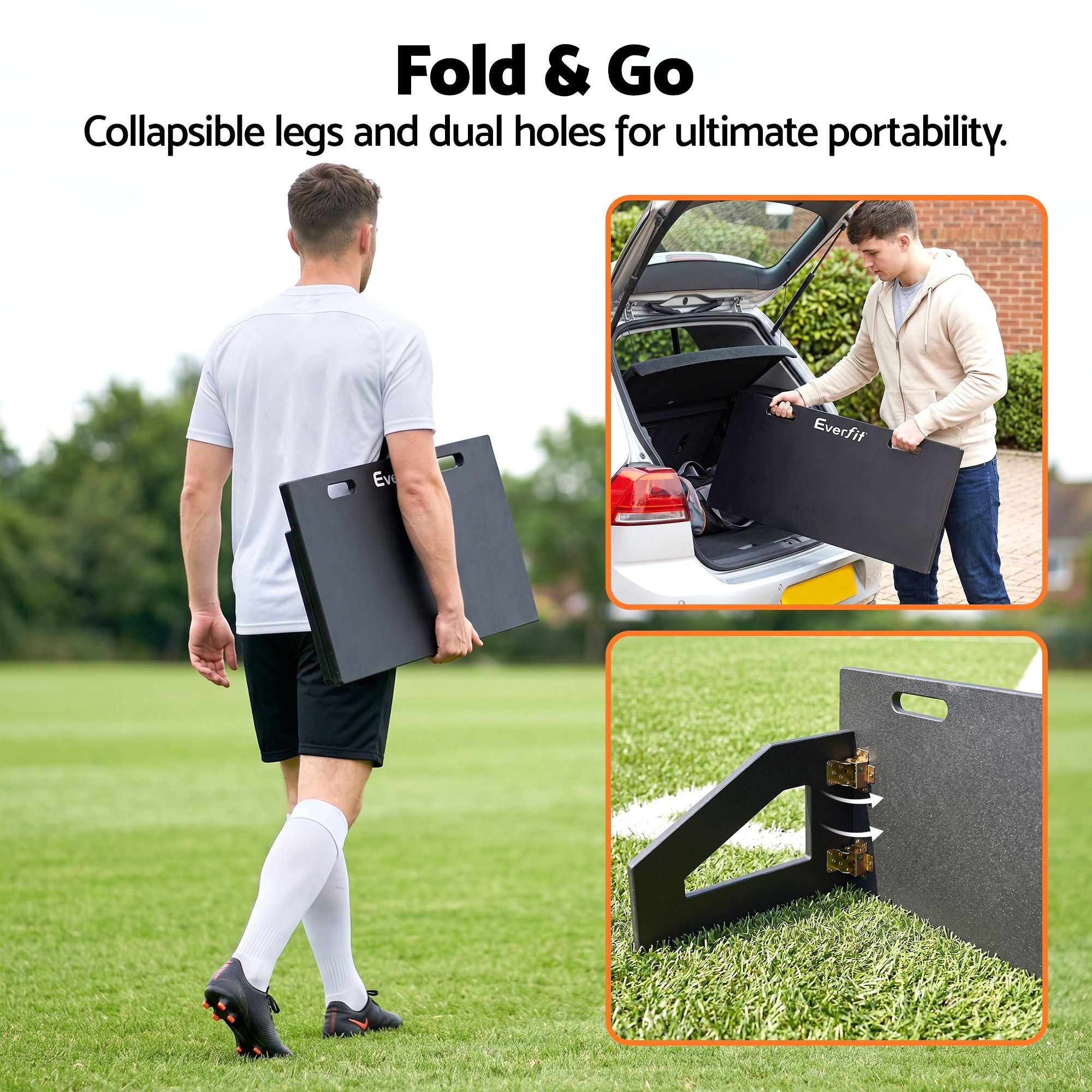 Everfit Soccer Rebounder Board 100x40cm Football Rebound Wall with 2 Angles