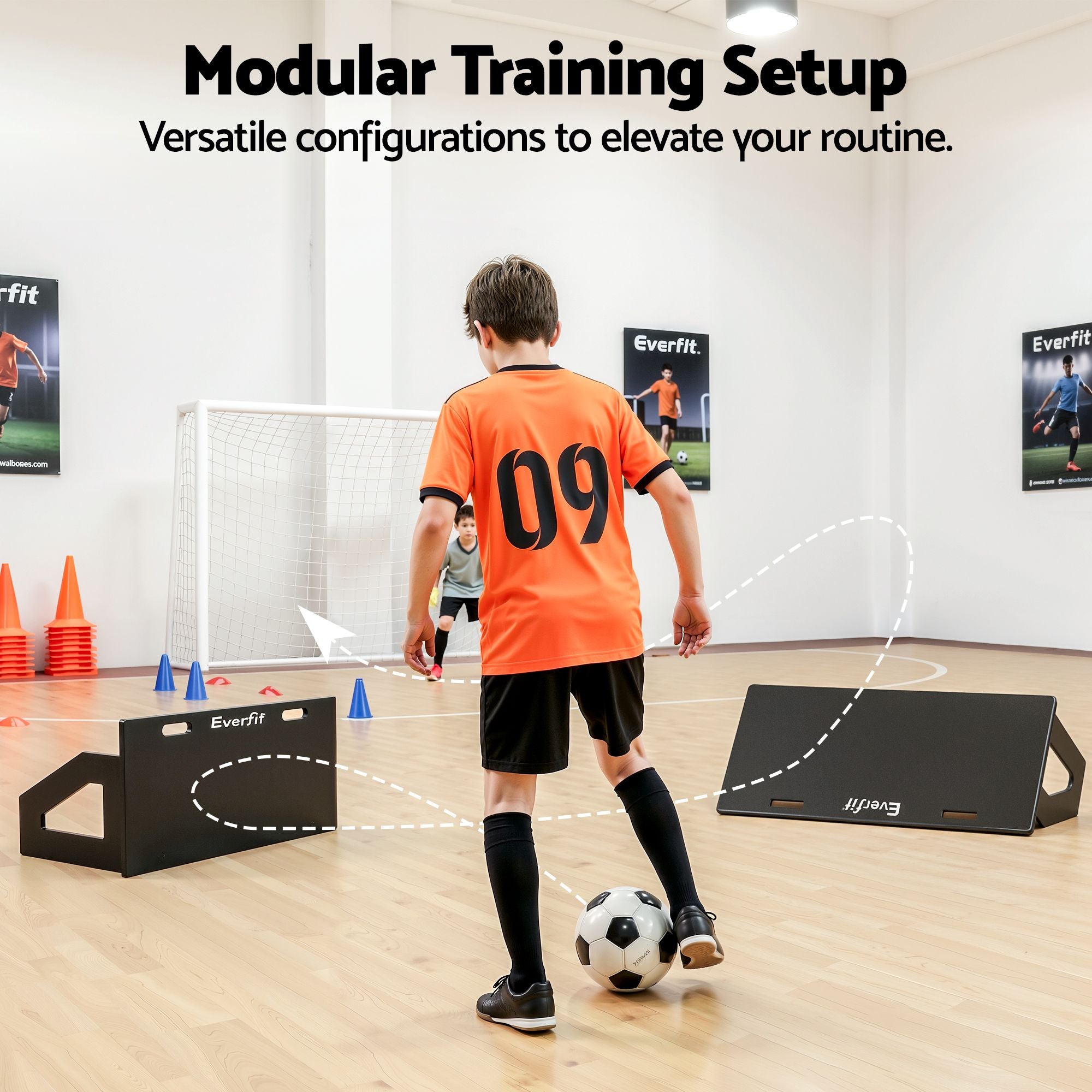 Everfit Soccer Rebounder Board 100x40cm Football Rebound Wall with 2 Angles