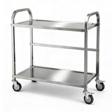 Kitchen Sinks: Cefito 2-Tier Stainless Steel Kitchen Trolley with Wheels 84x56x98cm