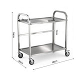 Kitchen Sinks: Cefito 2-Tier Stainless Steel Kitchen Trolley with Wheels 84x56x98cm