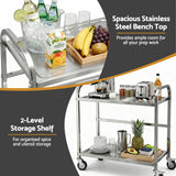 Kitchen Sinks: Cefito 2-Tier Stainless Steel Kitchen Trolley with Wheels 84x56x98cm