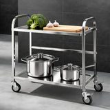 Kitchen Sinks: Cefito 2-Tier Stainless Steel Kitchen Trolley with Wheels 84x56x98cm
