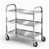 Kitchen Sinks: Cefito 3-Tier Stainless Steel Kitchen Trolley with Wheels 89X50X83cm