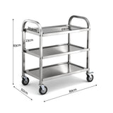 Kitchen Sinks: Cefito 3-Tier Stainless Steel Kitchen Trolley with Wheels 89X50X83cm
