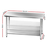 Kitchen Sinks: Cefito 1524x610mm Stainless Steel Kitchen Bench 304