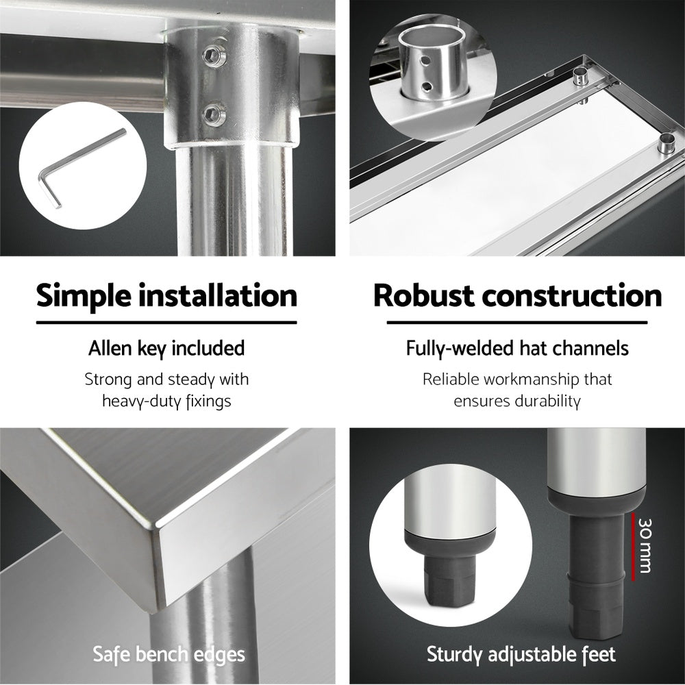 Kitchen Sinks: Cefito 1524x610mm Stainless Steel Kitchen Bench 304