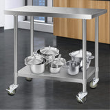 Kitchen Sinks: Cefito 1219x610mm Stainless Steel Kitchen Bench with Wheels 304