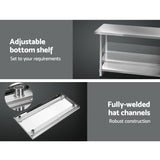 Kitchen Sinks: Cefito 1219x610mm Stainless Steel Kitchen Bench with Wheels 304