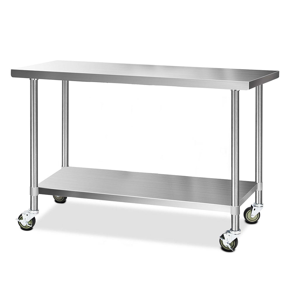 Kitchen Sinks: Cefito 1524x610mm Stainless Steel Kitchen Bench with Wheels 304