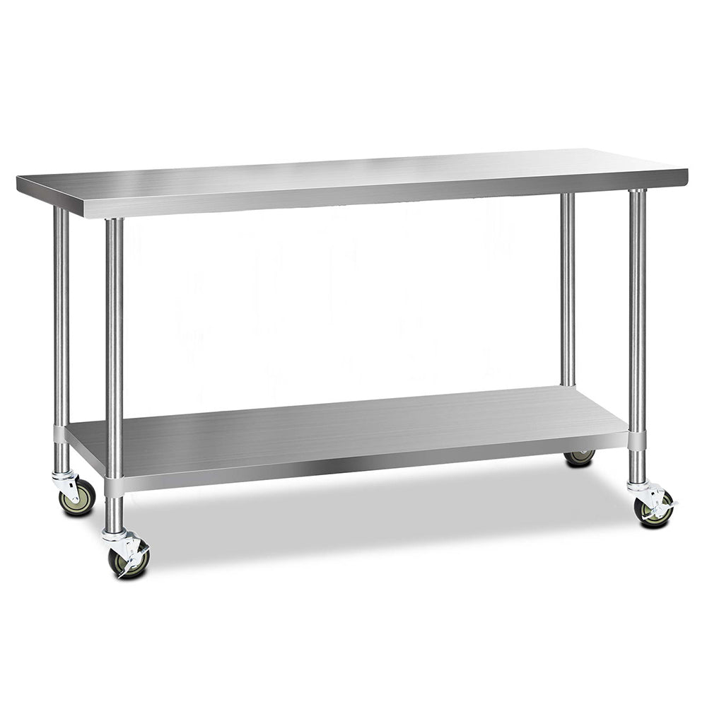 Kitchen Sinks: Cefito 1829x610mm Stainless Steel Kitchen Bench with Wheels 304