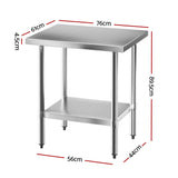 Cefito Stainless Steel Kitchen Bench Work Table 610 x760MM 430
