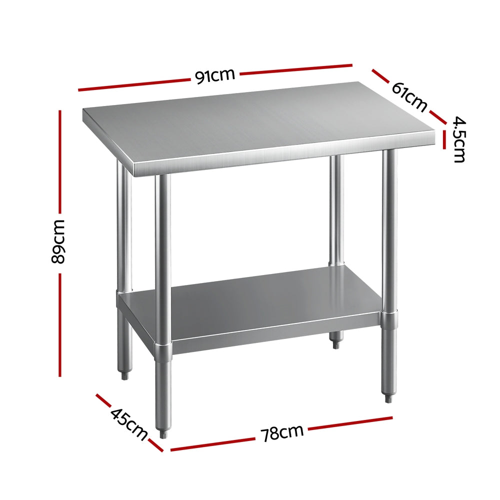 Kitchen Sinks: Cefito Stainless Steel Kitchen Benches Work Bench 910x610mm 430
