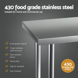 Cefito Stainless Steel Kitchen Benches Work Bench 910x610mm 430