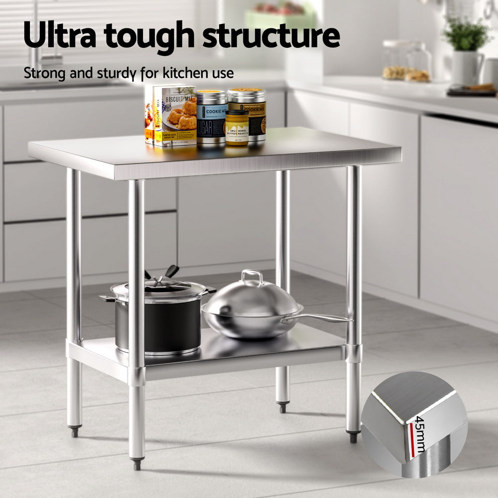 Kitchen Sinks: Cefito Stainless Steel Kitchen Benches Work Bench 910x610mm 430