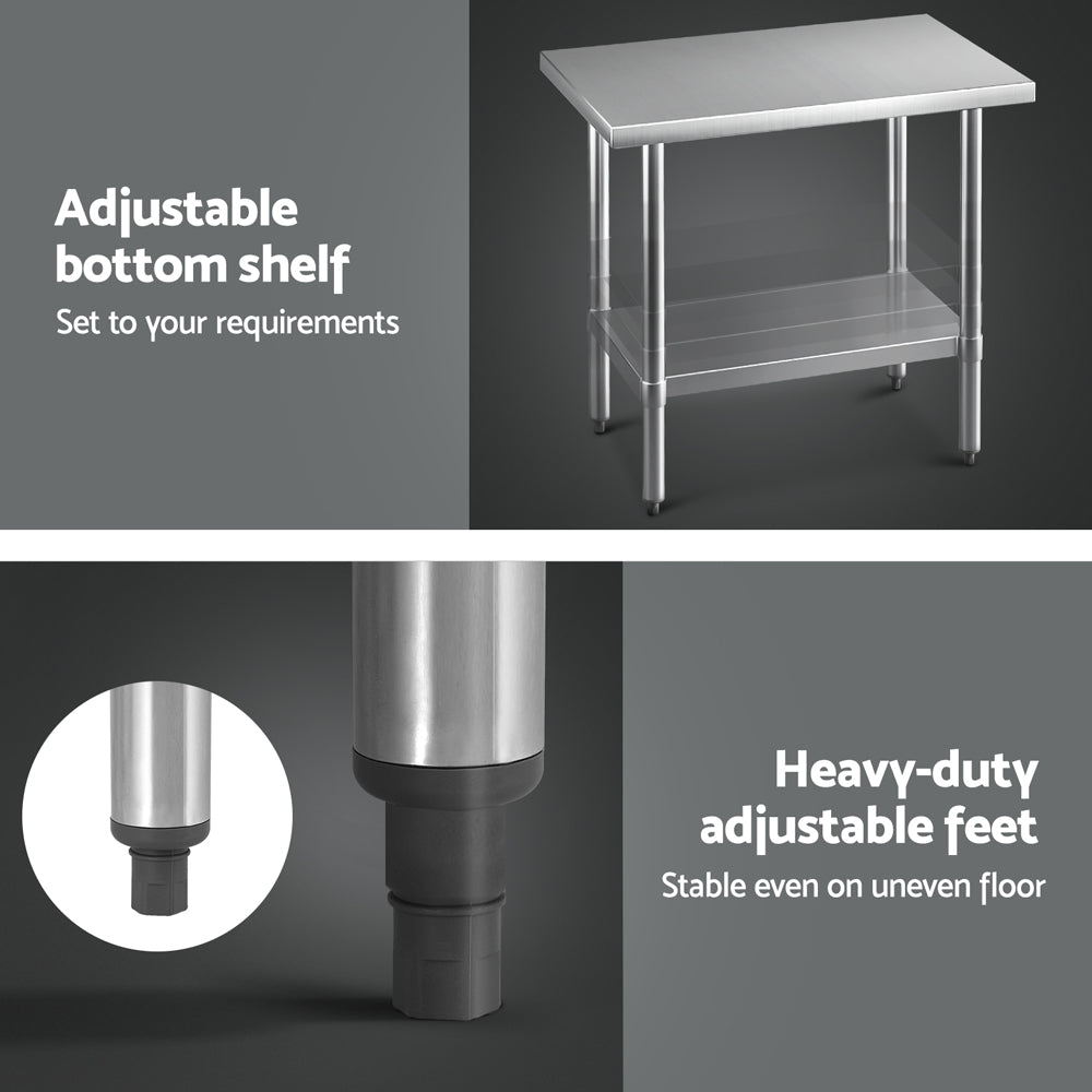 Kitchen Sinks: Cefito Stainless Steel Kitchen Benches Work Bench 910x610mm 430