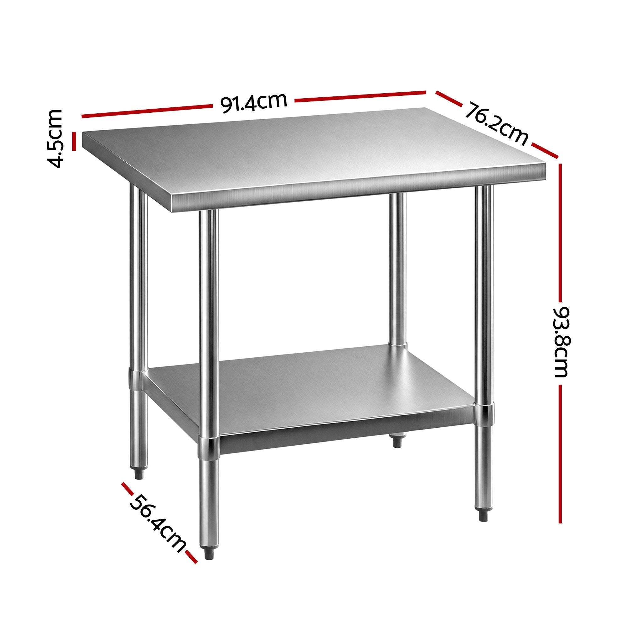 Cefito 914x762mm Stainless Steel Kitchen Bench 430
