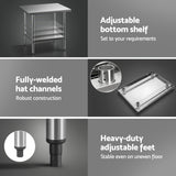 Cefito 914x762mm Stainless Steel Kitchen Bench 430