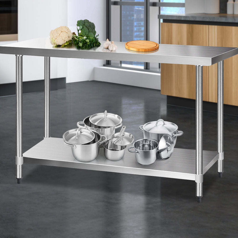 Kitchen Sinks: Cefito 1524x610mm Stainless Steel Kitchen Bench 430