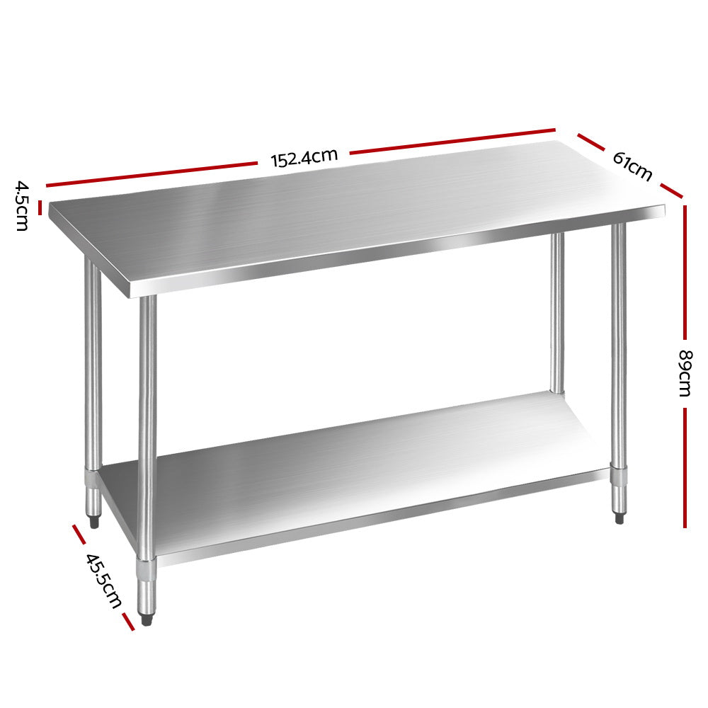 Kitchen Sinks: Cefito 1524x610mm Stainless Steel Kitchen Bench 430