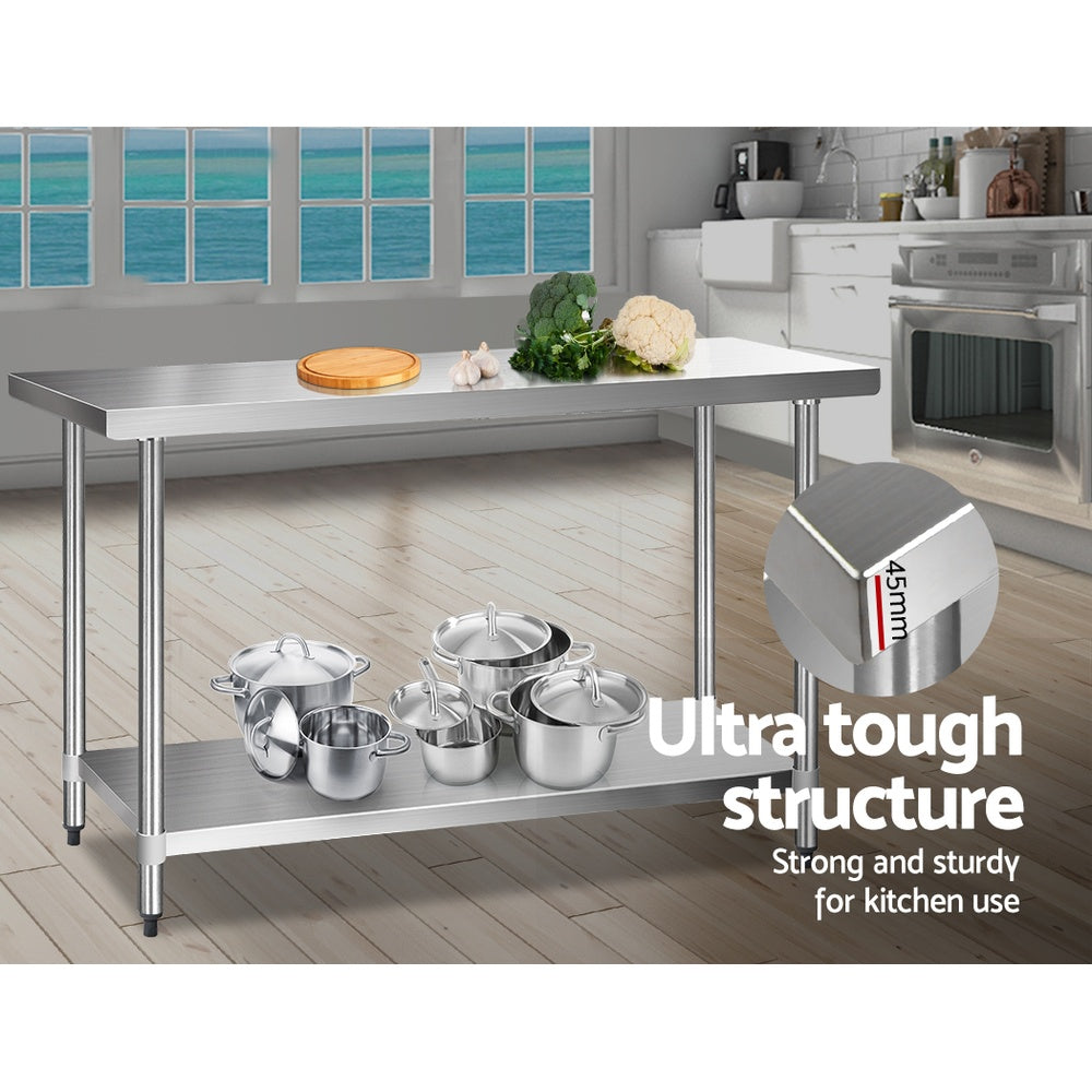Kitchen Sinks: Cefito 1524x610mm Stainless Steel Kitchen Bench 430