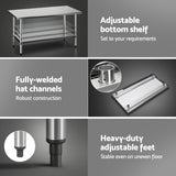 Cefito 1524x762mm Stainless Steel Kitchen Bench 430