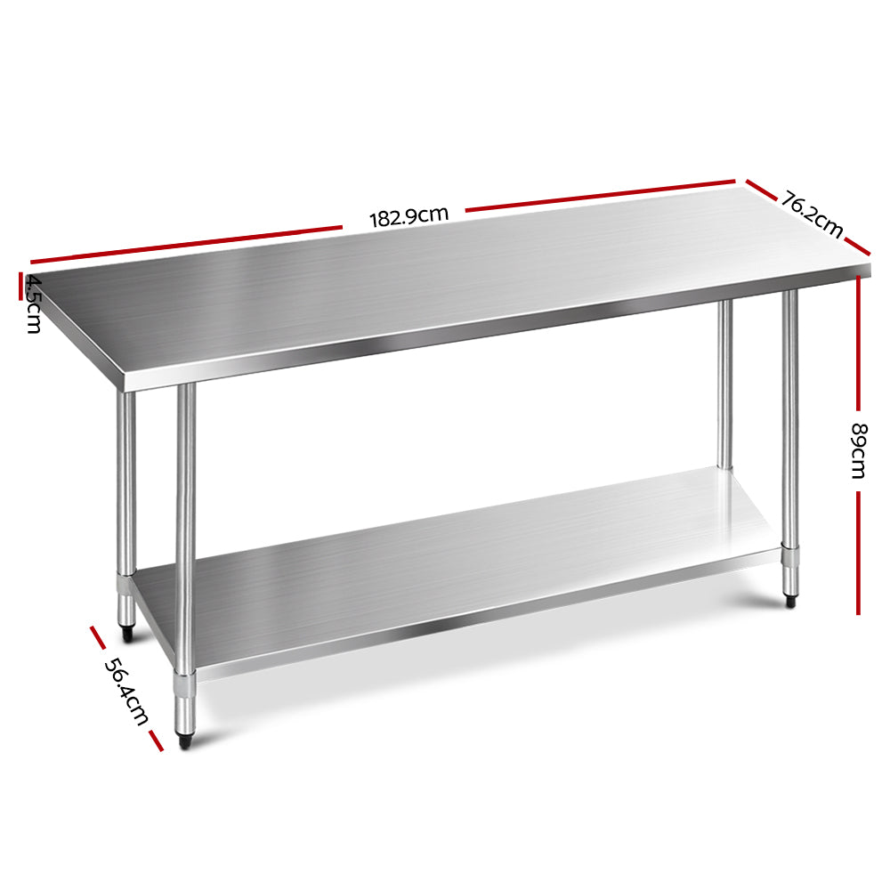 Kitchen Sinks: Cefito 1829x760mm Stainless Steel Kitchen Bench 430