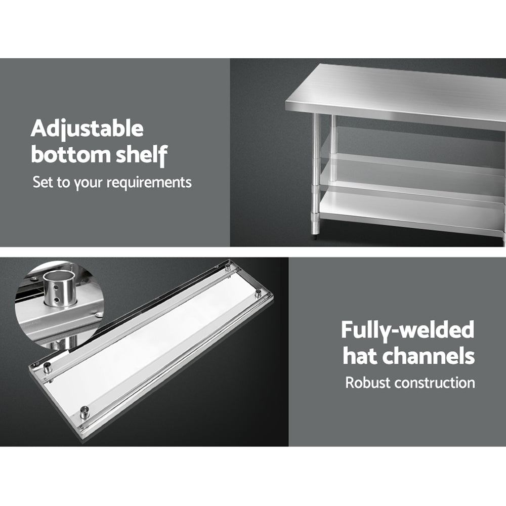 Kitchen Sinks: Cefito 1829x760mm Stainless Steel Kitchen Bench 430