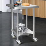 Kitchen Sinks: Cefito 760x760mm Stainless Steel Kitchen Bench with Wheels 430