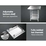 Kitchen Sinks: Cefito 760x760mm Stainless Steel Kitchen Bench with Wheels 430