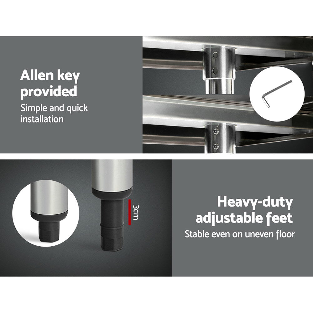 Kitchen Sinks: Cefito 760x760mm Stainless Steel Kitchen Bench with Wheels 430
