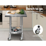 Kitchen Sinks: Cefito 760x760mm Stainless Steel Kitchen Bench with Wheels 430