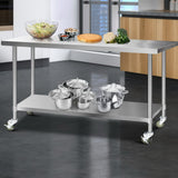 Kitchen Sinks: Cefito 1829x760mm Stainless Steel Kitchen Bench with Wheels 430