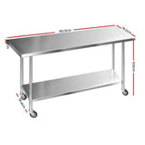Kitchen Sinks: Cefito 1829x760mm Stainless Steel Kitchen Bench with Wheels 430