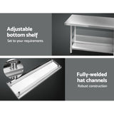 Kitchen Sinks: Cefito 1829x760mm Stainless Steel Kitchen Bench with Wheels 430