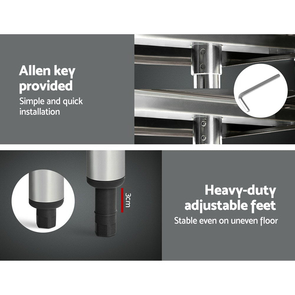 Kitchen Sinks: Cefito 1829x760mm Stainless Steel Kitchen Bench with Wheels 430