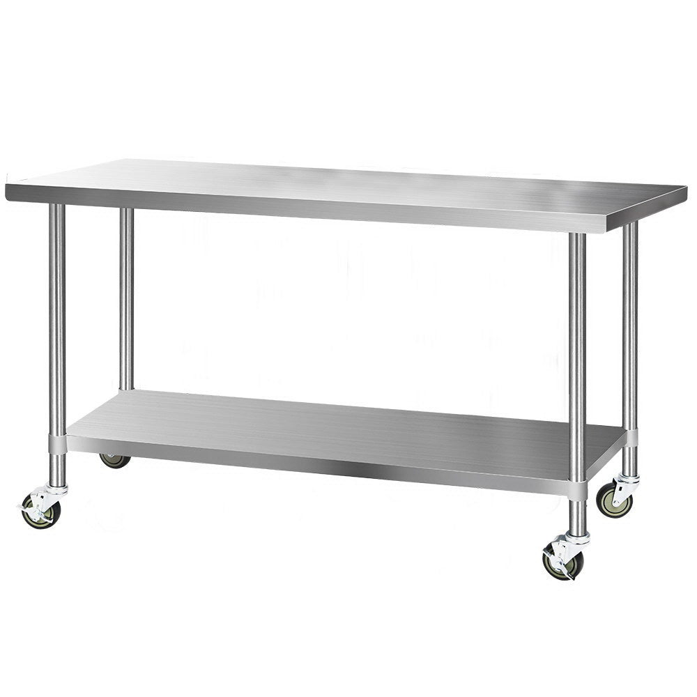 Kitchen Sinks: Cefito 1829x760mm Stainless Steel Kitchen Bench with Wheels 430