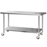 Kitchen Sinks: Cefito 1829x760mm Stainless Steel Kitchen Bench with Wheels 430