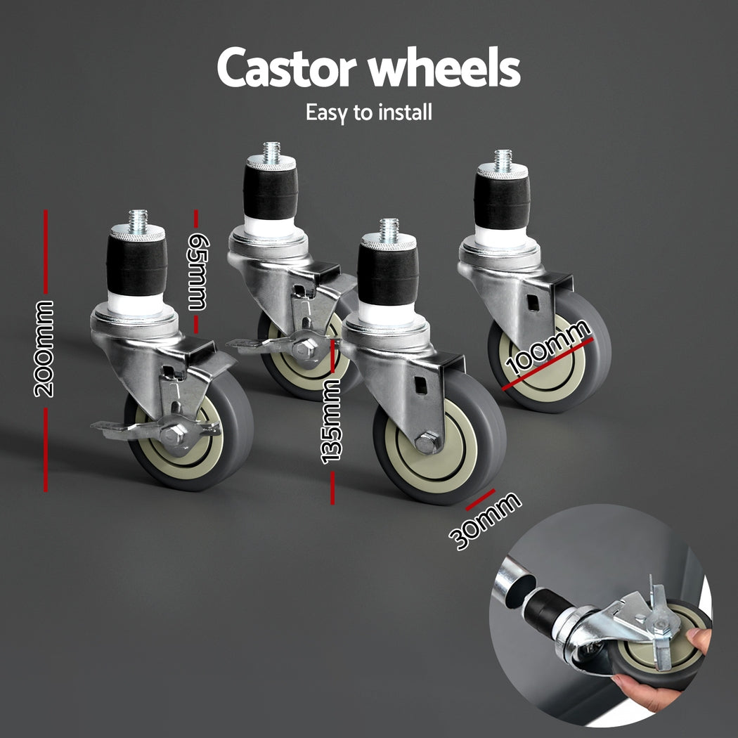 Kitchen Sinks: Cefito Stainless Steel Kitchen Benches Work Bench Wheels 61X46CM 430