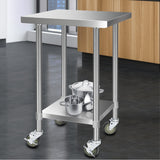 Kitchen Sinks: Cefito 610x610mm Stainless Steel Kitchen Bench with Wheels 430