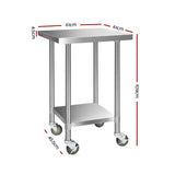 Kitchen Sinks: Cefito 610x610mm Stainless Steel Kitchen Bench with Wheels 430