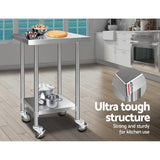 Kitchen Sinks: Cefito 610x610mm Stainless Steel Kitchen Bench with Wheels 430