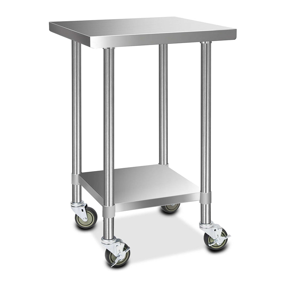 Kitchen Sinks: Cefito 610x610mm Stainless Steel Kitchen Bench with Wheels 430