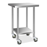 Kitchen Sinks: Cefito 610x610mm Stainless Steel Kitchen Bench with Wheels 430